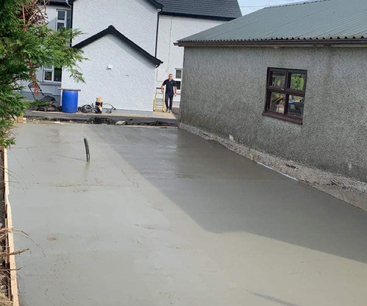 Poured concrete outside a house